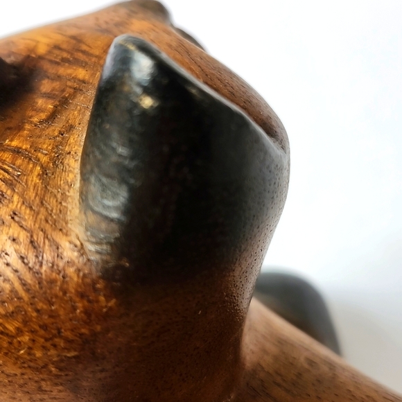 Mandalay Bay Co Black Brown Carved Wood Yawning Cat Figurine Scuplture Thailand - Picture 10 of 16